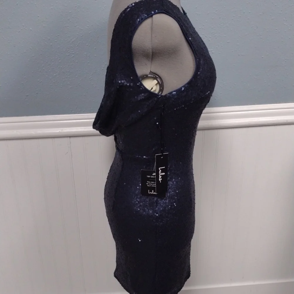 Lulu's Navy Sequin Mini Dress, Wedding Guest, Party Dress, Formal. - Picture 5 of 16